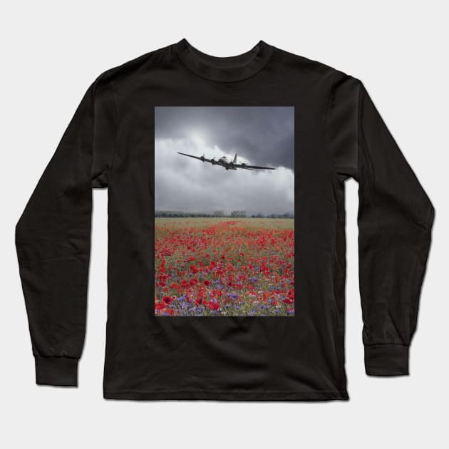 B17 Poppy Pride Long Sleeve T-Shirt by aviationart